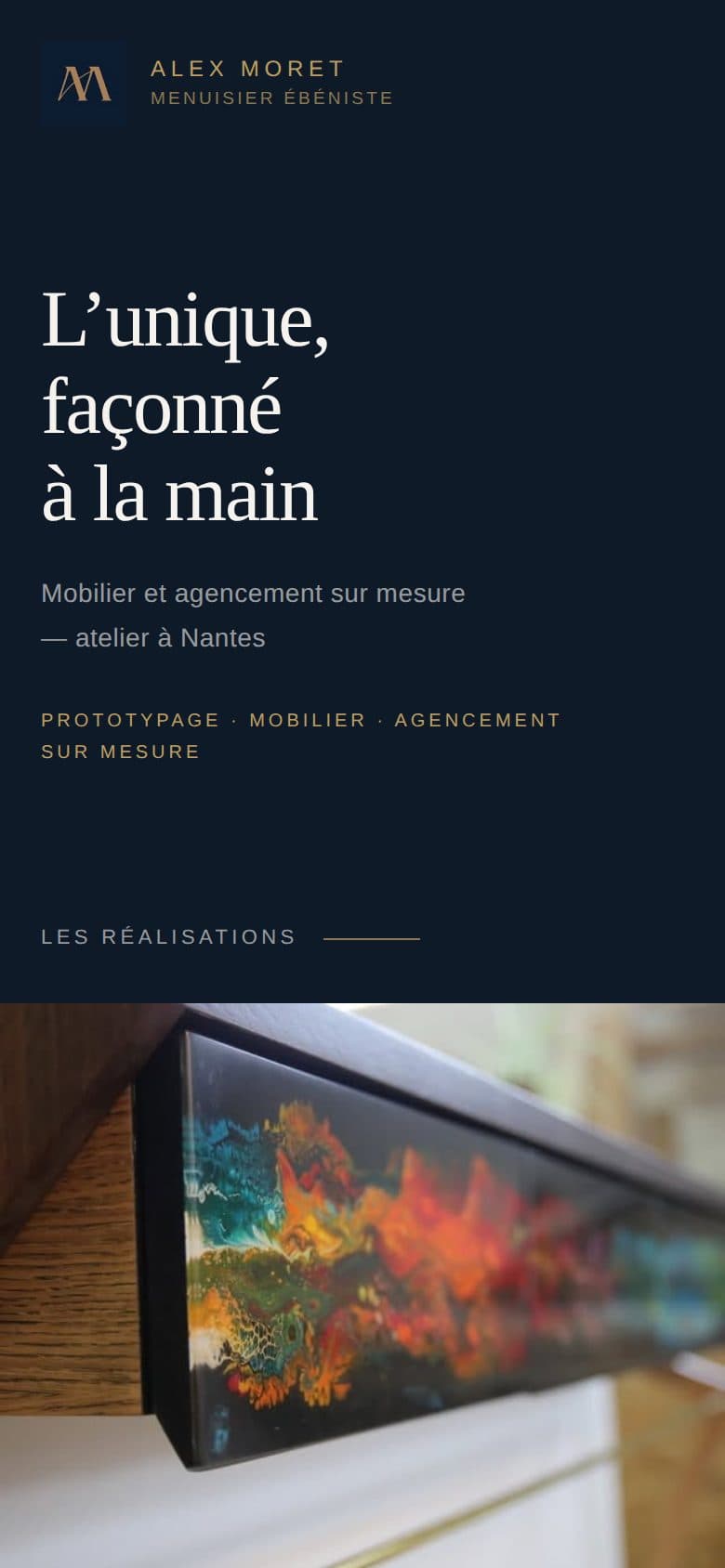 Version mobile de la maquette Alex Moret