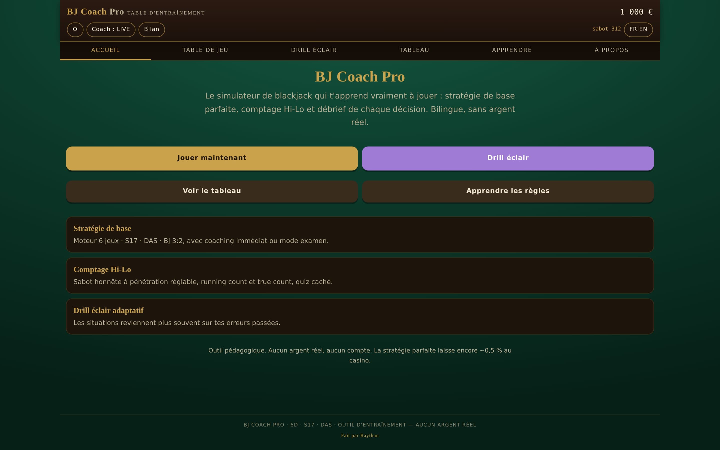 Page d’accueil de BJ Coach Pro