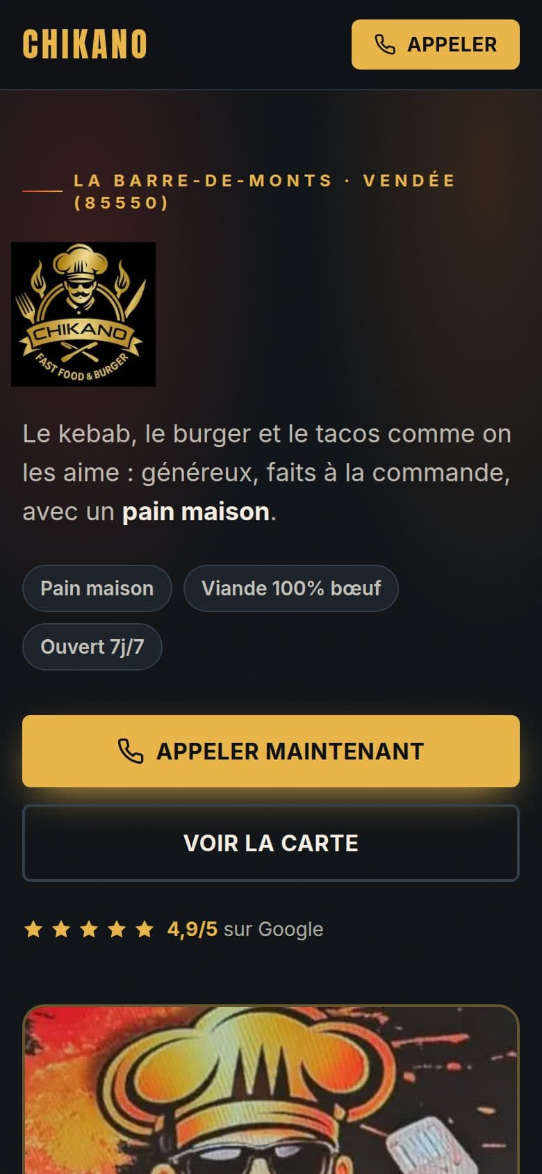 Version mobile du site Chikano
