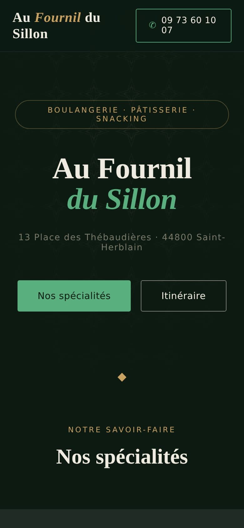 Version mobile du site Au Fournil du Sillon