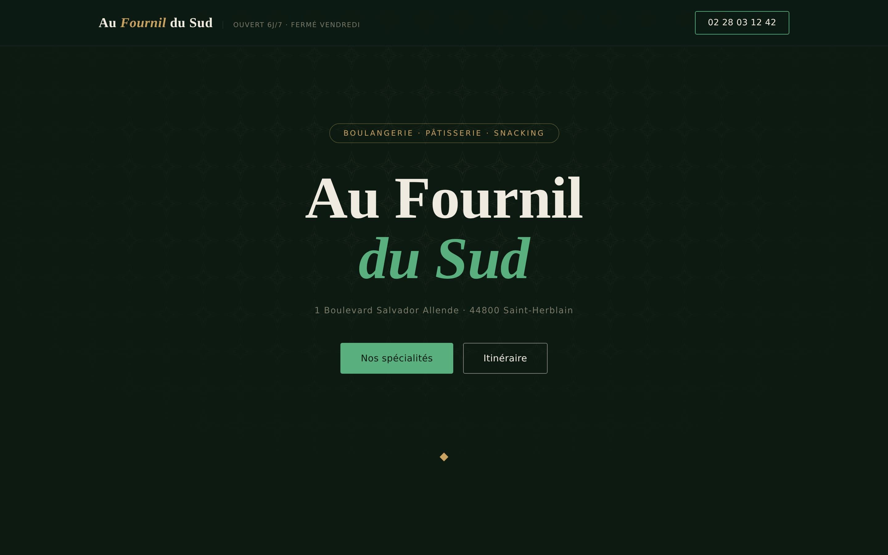 Page d’accueil du site Au Fournil du Sud