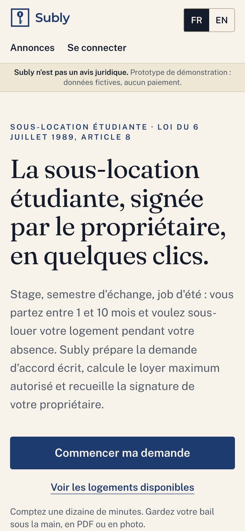 Version mobile de Subly