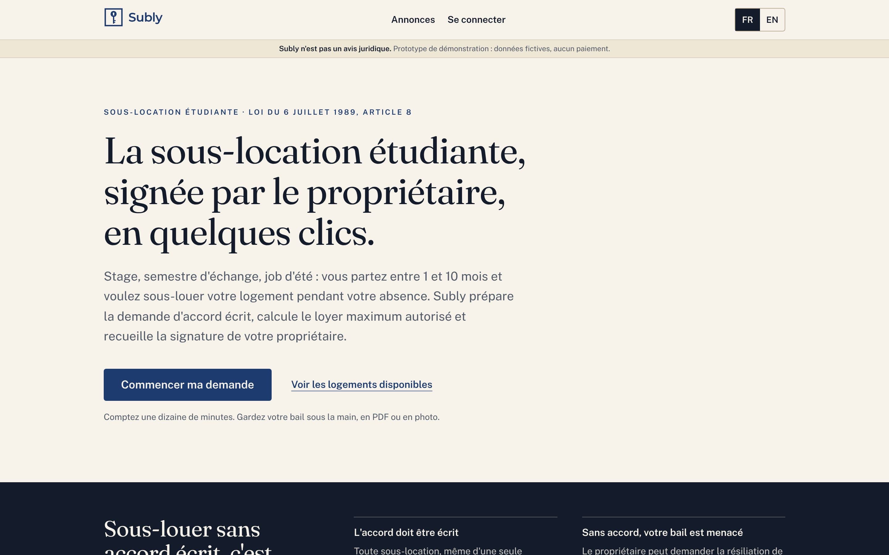 Accueil de Subly : « La sous-location étudiante, signée par le propriétaire, en quelques clics »